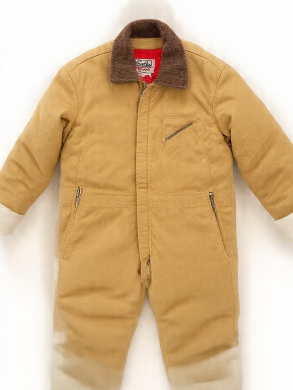 Walls Vintage Mens Large Short Insulated Work Overalls Tan Duck Canvas